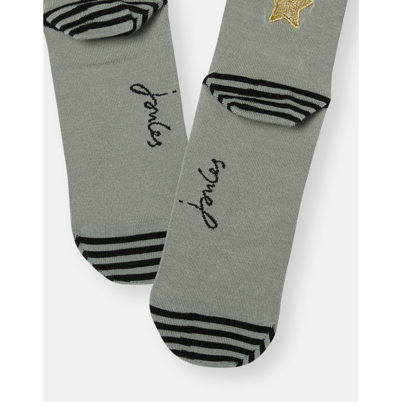 Joules Brill Bamboo Embroidered Socks - Khaki Star-1
